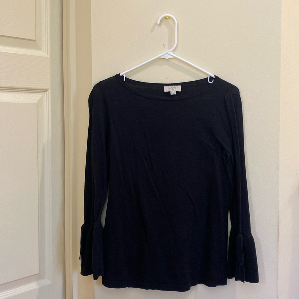 Black tunic sweater with bell sleeves
